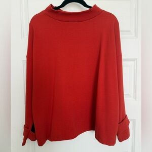 Ann Taylor Funnel Neck Top in Burnt Orange XL